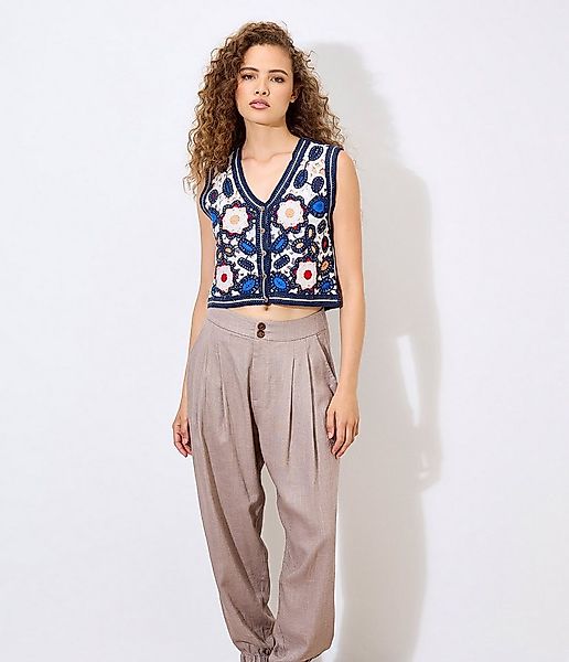 Apricot Stricktop Geblümte Häkelweste im Boho-Look günstig online kaufen