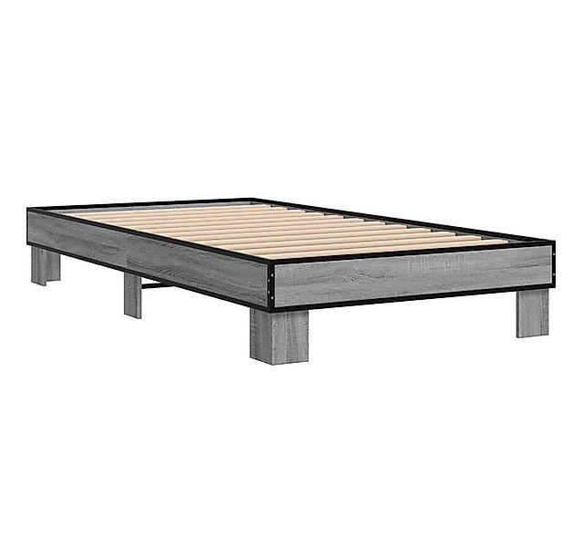 vidaXL Bett Bettgestell Grau Sonoma 75x190 cm Holzwerkstoff und Metall günstig online kaufen