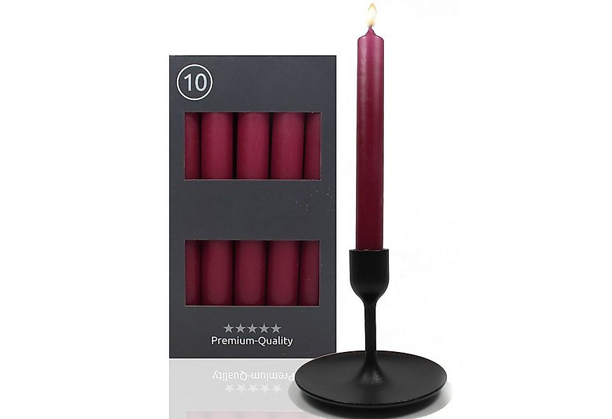 Candelo Tafelkerze 10er Set Tafelkerzen - Weinrot - 18,5cm 7,5 Std Brenndau günstig online kaufen