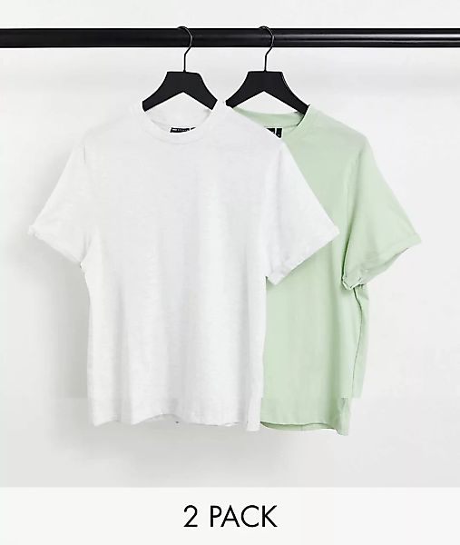 ASOS DESIGN – 2er-Pack T-Shirts mit Rollärmeln-Mehrfarbig günstig online kaufen