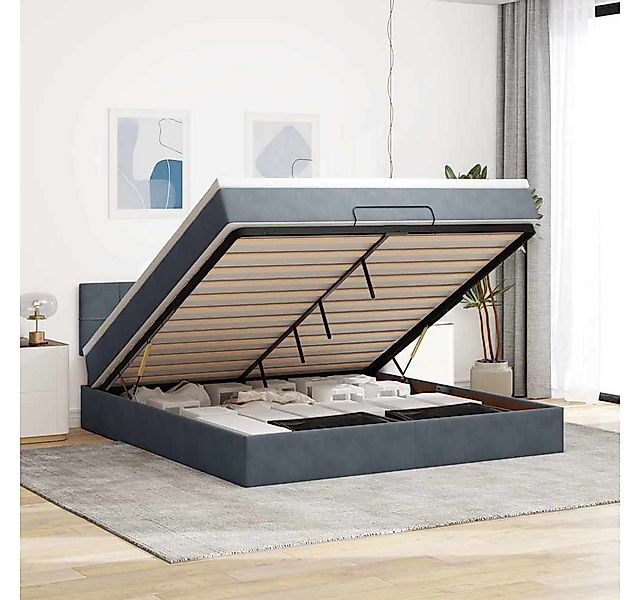 vidaXL Bett, Ottoman-Bett mit Matratze Dunkelgrau 180x200 cm Samt günstig online kaufen
