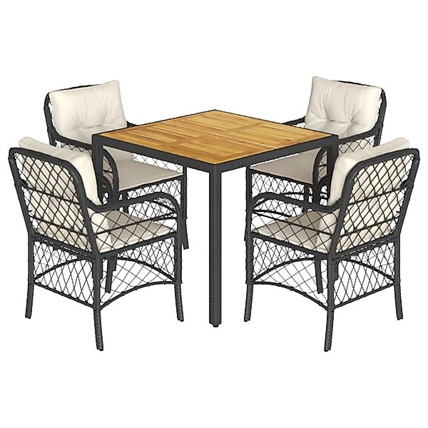 vidaXL 5-Tlg Garten-Essgruppe mit Kissen Schwarz Poly Rattan 3212037 günstig online kaufen