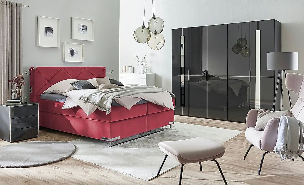 Musterring Boxspringbett Premiumversion Dubai ¦ rot ¦ Maße (cm): B: 177 H: günstig online kaufen