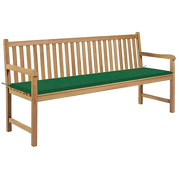 vidaXL Gartenbank mit Grüner Auflage 175 cm Massivholz Teak 3062789 günstig online kaufen