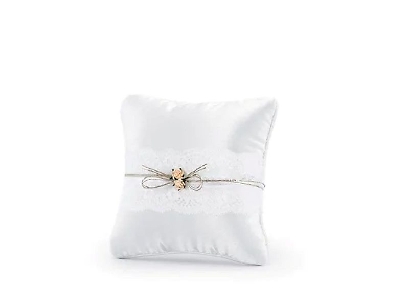 partydeco Dekoobjekt Ringkissen Weiß Apricot-Röschen 16x16cm günstig online kaufen