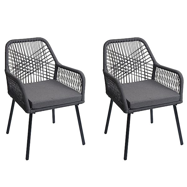 PROREGAL Gartenstuhl 2er-Set 81x54x62cm Sitzhöhe 46cm Outdoor Sitzpolster A günstig online kaufen