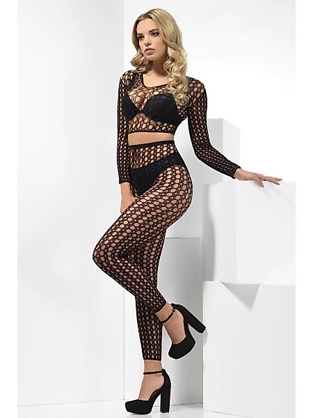 Smiffys Bodystocking Netzwäsche-Set, mit bauchfreiem Top günstig online kaufen