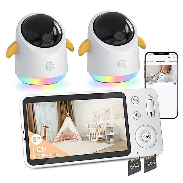 Boifun Video-Babyphone Babyphone mit 2 Kameras 2K/3MP, 5 Zoll WiFi Video Ba günstig online kaufen
