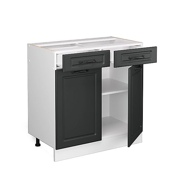 Vicco Küchenunterschrank R-Line Anthrazit Landhaus/Weiß 80 cm AP Eiche günstig online kaufen