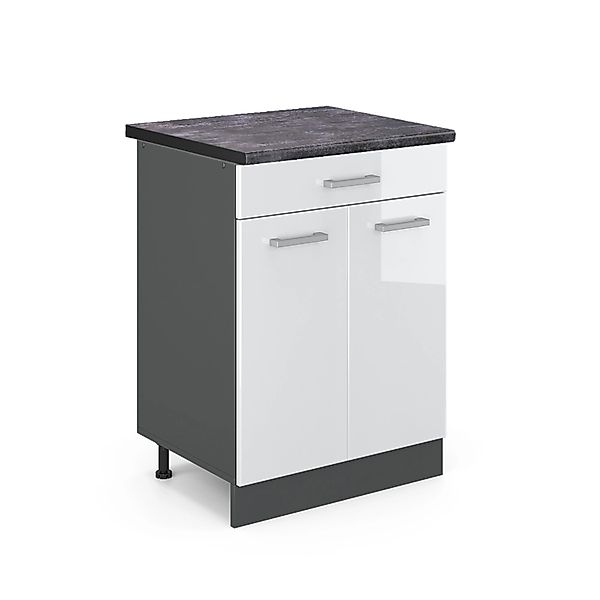 Vicco Küchenunterschrank R-Line Weiß Hochglanz/Anthrazit 60 cm AP Anthrazit günstig online kaufen