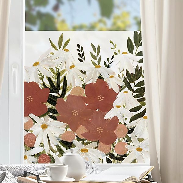 Fensterfolie Blumenvielfalt in Rosa und Weiß II günstig online kaufen