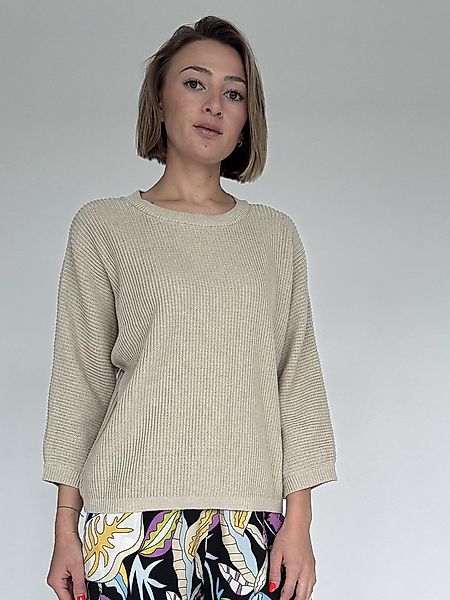 Zuckerwatte 3/4 Arm-Pullover Rippstrick, aus weicher Baumwollmischung günstig online kaufen