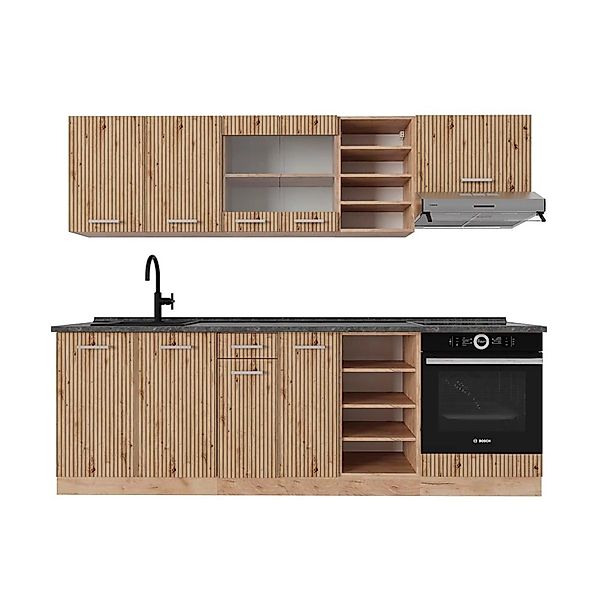 Vicco R-Line Küchenzeile Artisan-Eiche/Goldkraft Eiche 240 cm AP Anthrazit günstig online kaufen