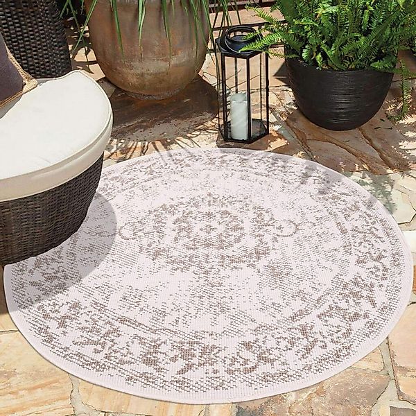Carpet City Outdoorteppich "DUO RUG 5577" rund 5 mm Höhe Wendeteppich Wette günstig online kaufen
