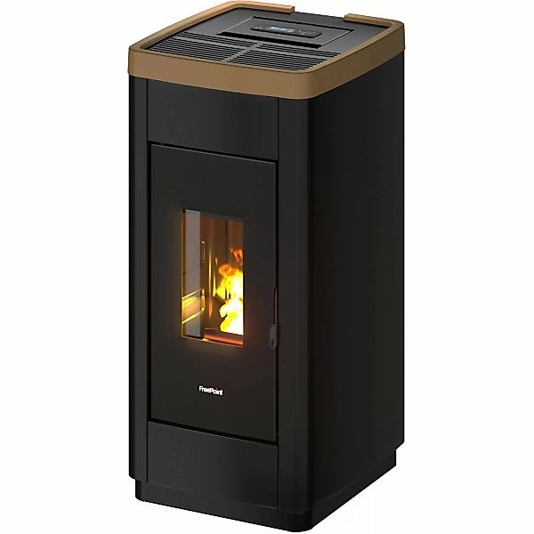 Freepoint Pelletofen FreePoint Pelletofen LIFE Stahl Schwarz-Gold 8,5 kW günstig online kaufen