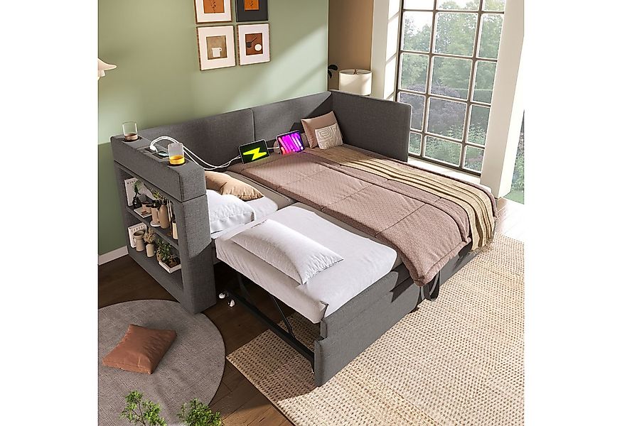 Merax Daybett mit Getränkehalter, Ladeanschluss und Stauraumfächern (Tagesb günstig online kaufen