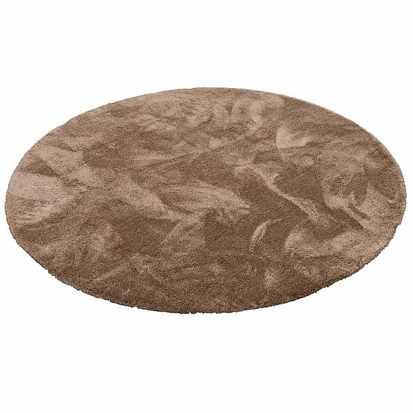 Snapstyle Luxus Hochflor Shaggy Teppich Velvet Braun 100cm Rund günstig online kaufen