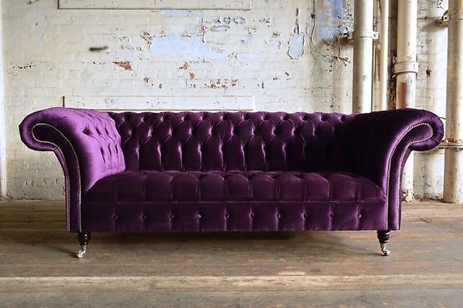 JVmoebel Chesterfield-Sofa Chesterfield 3 Sitzer Sofa Couch Textil Samt Pol günstig online kaufen