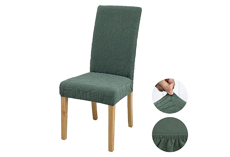 BTTO Sitzflächenhusse 1/6/8 er-Set Stuhlhussen Großer Blatt-Jacquard Stuhlb günstig online kaufen