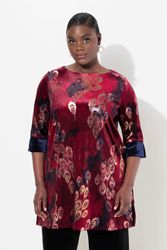 Ulla Popken Longshirt Samttunika bedruckt U-Boot-Ausschnitt günstig online kaufen