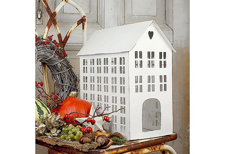 Paulslandhaus Windlicht Windlichthaus XL Weiß Shabby Lichterhaus Vintage La günstig online kaufen