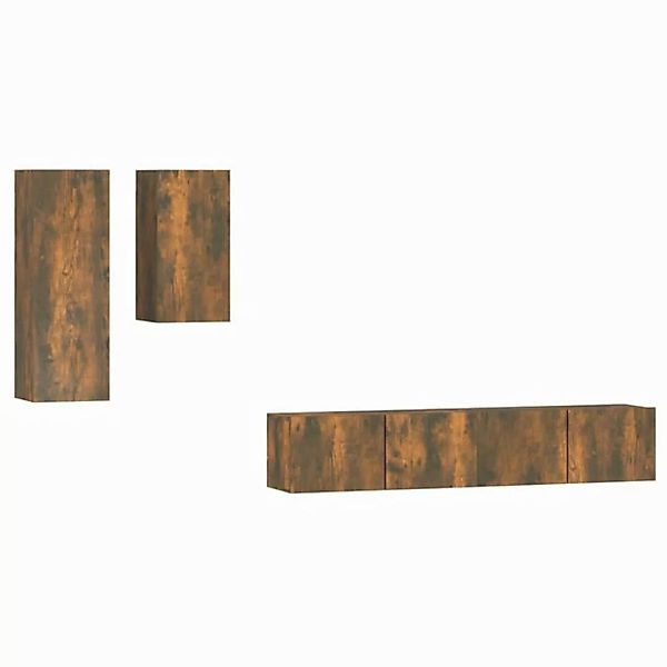 furnicato TV-Schrank 4-tlg. TV-Schrank-Set Räuchereiche Holzwerkstoff (1-St günstig online kaufen