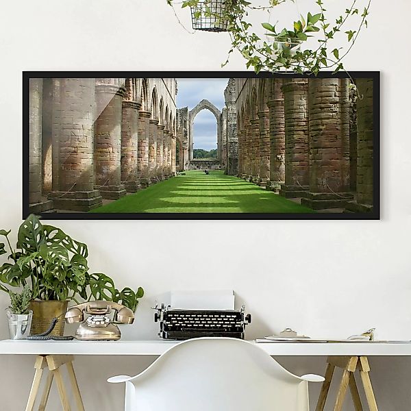 Bild mit Rahmen Architektur & Skyline - Panorama Fountains Abbey günstig online kaufen