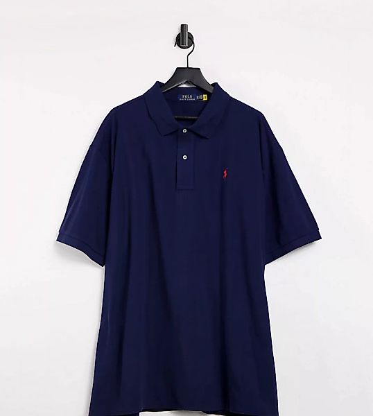Polo Ralph Lauren – Big & Tall – Marineblaues Pikee-Polohemd mit Polospiele günstig online kaufen