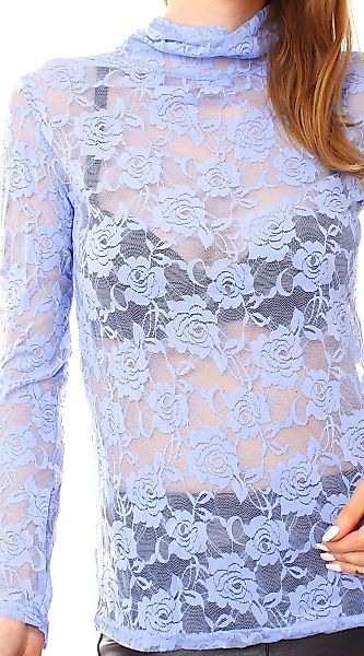 Muse Spitzenshirt Turtleneck Spitzenshirt Langarm transparent günstig online kaufen