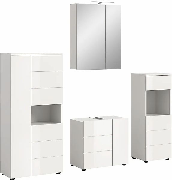 welltime Badmöbel-Set "Biel, Höhe 190 cm,Hochschrank,WBU, Spiegelschrank, U günstig online kaufen