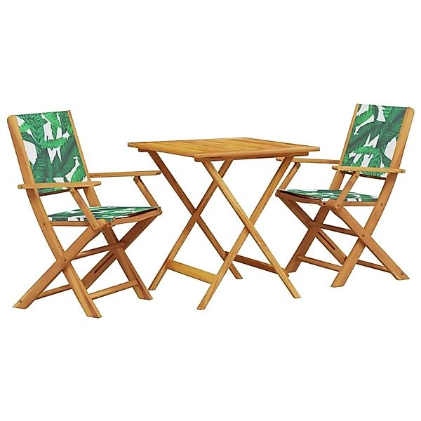 vidaXL 3-tlg Bistro-Set Blattmuster Stoff und Massivholz Modell 7 günstig online kaufen