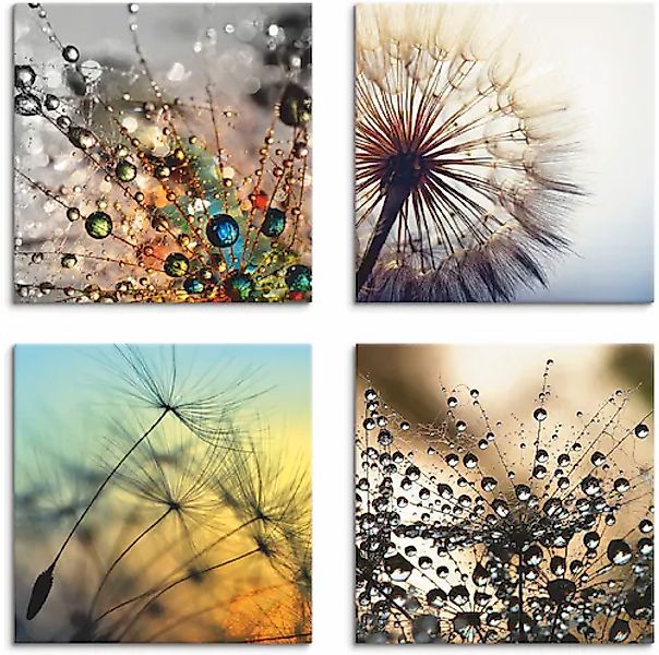 Artland Leinwandbild »Pusteblume,Nahaufnahme Löwenzahn« Blumen 4 Stk. tlg. günstig online kaufen