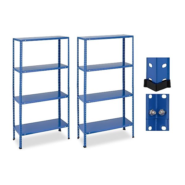 relaxdays Schwerlastregal Blaues Schwerlastregal 2er Set günstig online kaufen
