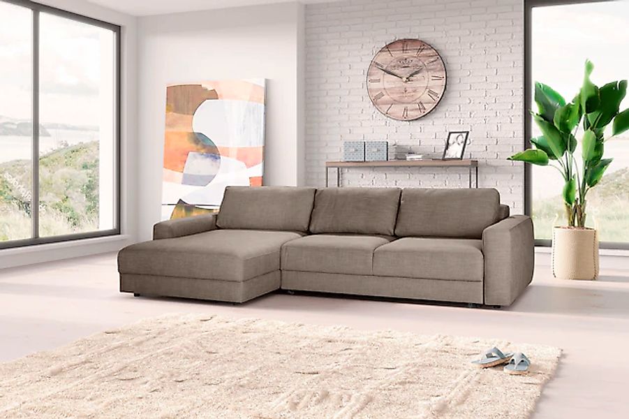 TRENDMANUFAKTUR Ecksofa "Bourbon II, hoher Sitzkomfort, extrabreite Recamie günstig online kaufen