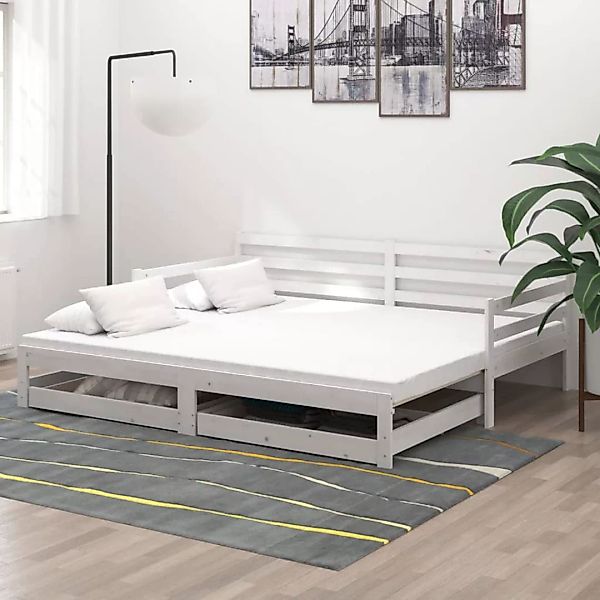Ausziehbares Tagesbett 2x(90x200) Cm Weiß Massivholz Kiefer günstig online kaufen