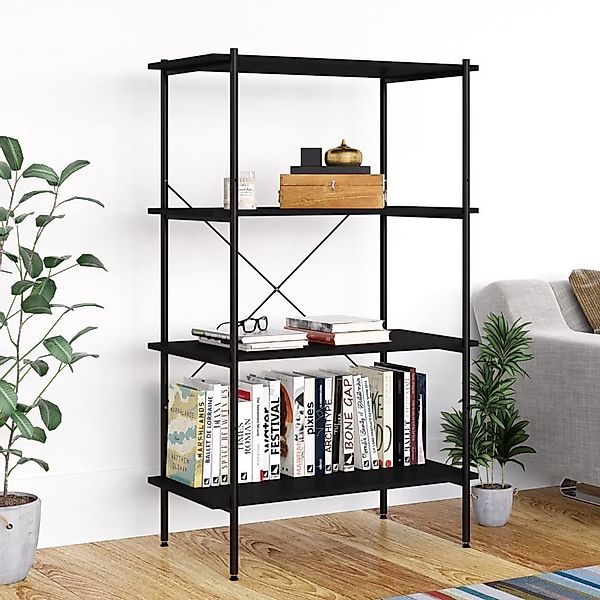 furnicato Regal mit 4 Böden Schwarz günstig online kaufen