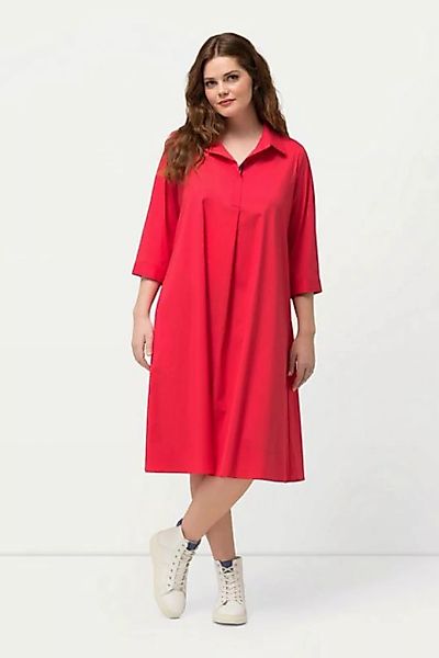 Ulla Popken Midikleid Tunikakleid A-Linie Hemdkragen 3/4-Arm günstig online kaufen