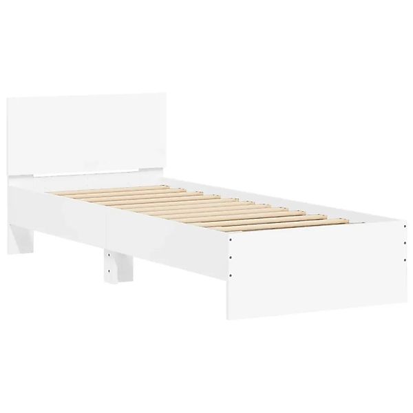 vidaXL Bettgestell mit Kopfteil Weiß 75x190 cm Holzwerkstoff 838659 günstig online kaufen