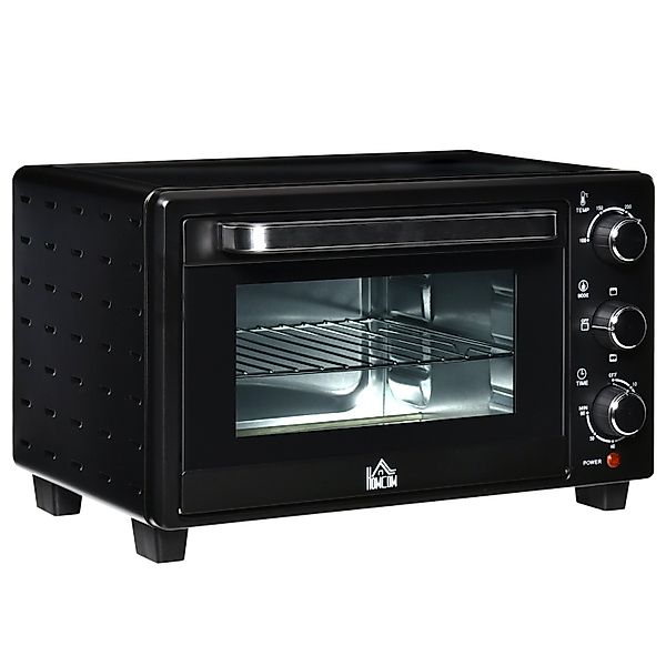 HOMCOM Minibackofen 21L mit 1 Drahtgestell 1 Backblech 3 Kochmodi Glas Schw günstig online kaufen