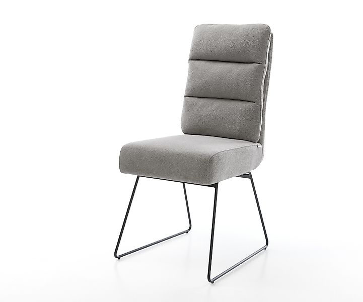 Esszimmerstuhl Pela-Flex Strukturstoff Soft Grau Kufengestell Schwarz Tasch günstig online kaufen