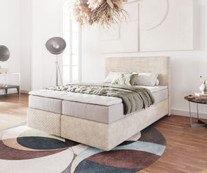 Boxspringbett Dream-Well 140x200 cm Cord Beige mit Taschenfederkernmatratze günstig online kaufen