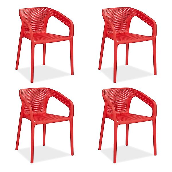 Homestyle4u Gartenstuhl 4er Set in Rot 2686 günstig online kaufen