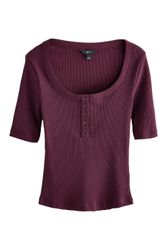 Next Henleyshirt Geripptes Henley-Kurzarmoberteil mit Knöpfen günstig online kaufen