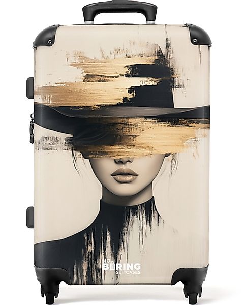 NoBoringSuitcases.com© Hartschalen-Trolley Frau mit schwarzem Hut günstig online kaufen