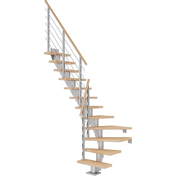 Dolle Mittelholmtreppe Frankfurt Buche Perlgrau GH bis 301 cm 1/4Gewendelt günstig online kaufen