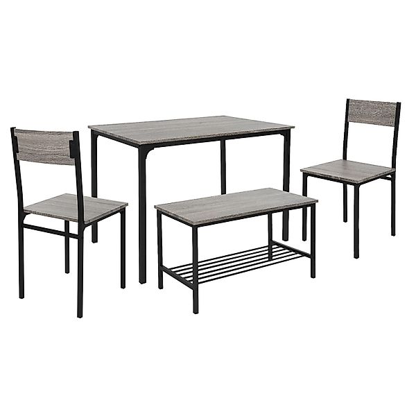 ML-Design Essgruppe Set 4-Tlg Sonoma-Eiche Tisch 2 Stühlen 1 Bank für 4 Per günstig online kaufen