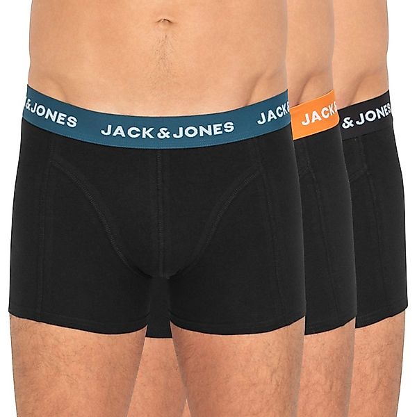 Jack & Jones 3-er Set Trunks Schwarz mit verschiedenfarbigem Webbund günstig online kaufen