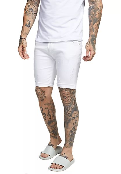 SikSilk Herren Jeans Short DISTRESSED SKINNY SHORTS SS-13009 White günstig online kaufen