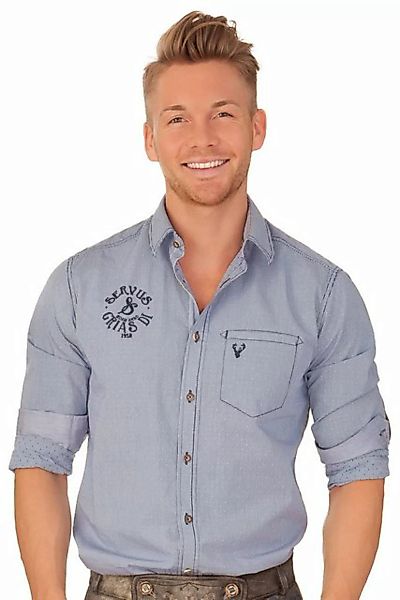 KRÜGER BUAM Trachtenhemd Trachtenhemd - SERVUS GRIAS DI - blau günstig online kaufen