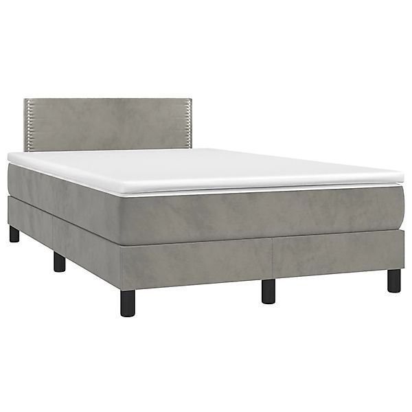 vidaXL Boxspringbett mit Matratze & LED Hellgrau 120x200 cm Samt 3134333 günstig online kaufen
